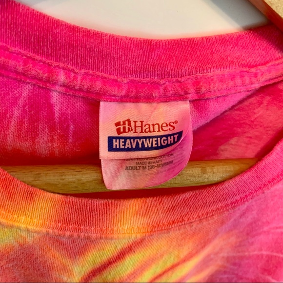 Neon Tie-Dye Fringe Bahamas Crop Top Size Medium Hot Pink and Neon Yellow - Picture 4 of 8